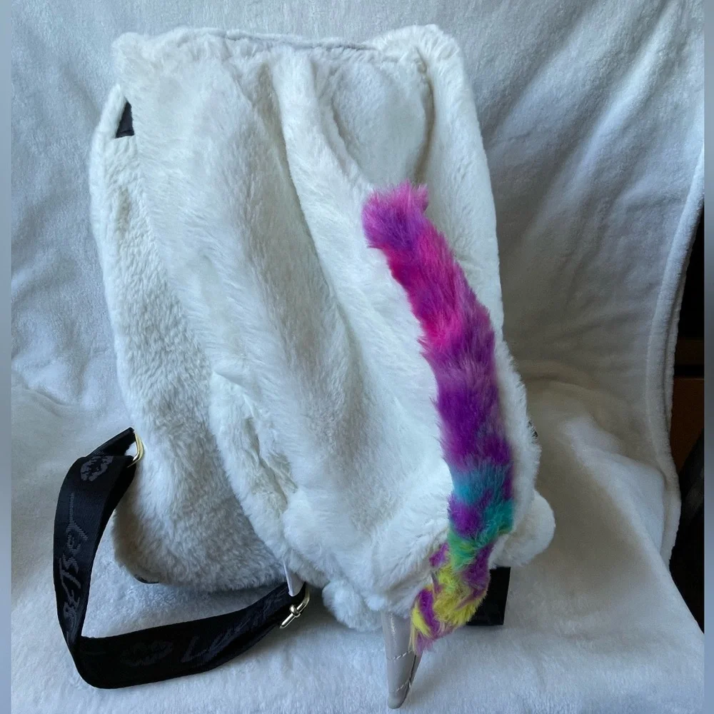 Betsey Johnson Hooded Unicorn Backpack Faux Fur New Whimsical